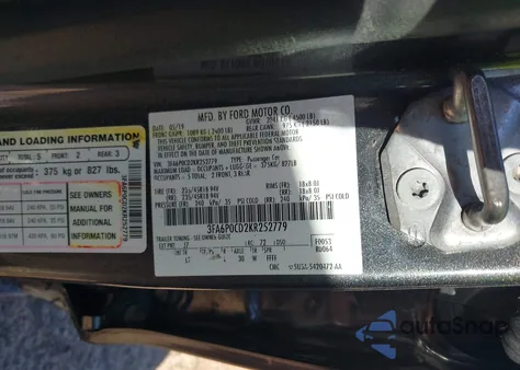 2019 Ford Fusion Sel from USA, damaged, VIN 3FA6P0CD2KR252779